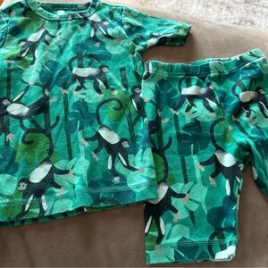 Tea Collection Green Monkey Print Pajama Set